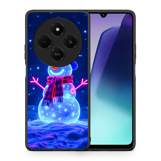 Θήκη Xiaomi Redmi 14C NFC / A3 Pro / Poco 75 4G / 5G Christmas Neon Snowman από τη Smartfits με σχέδιο στο πίσω μέρος και μαύρο περίβλημα | Xiaomi Redmi 14C NFC / A3 Pro / Poco 75 4G / 5G Christmas Neon Snowman case with colorful back and black bezels