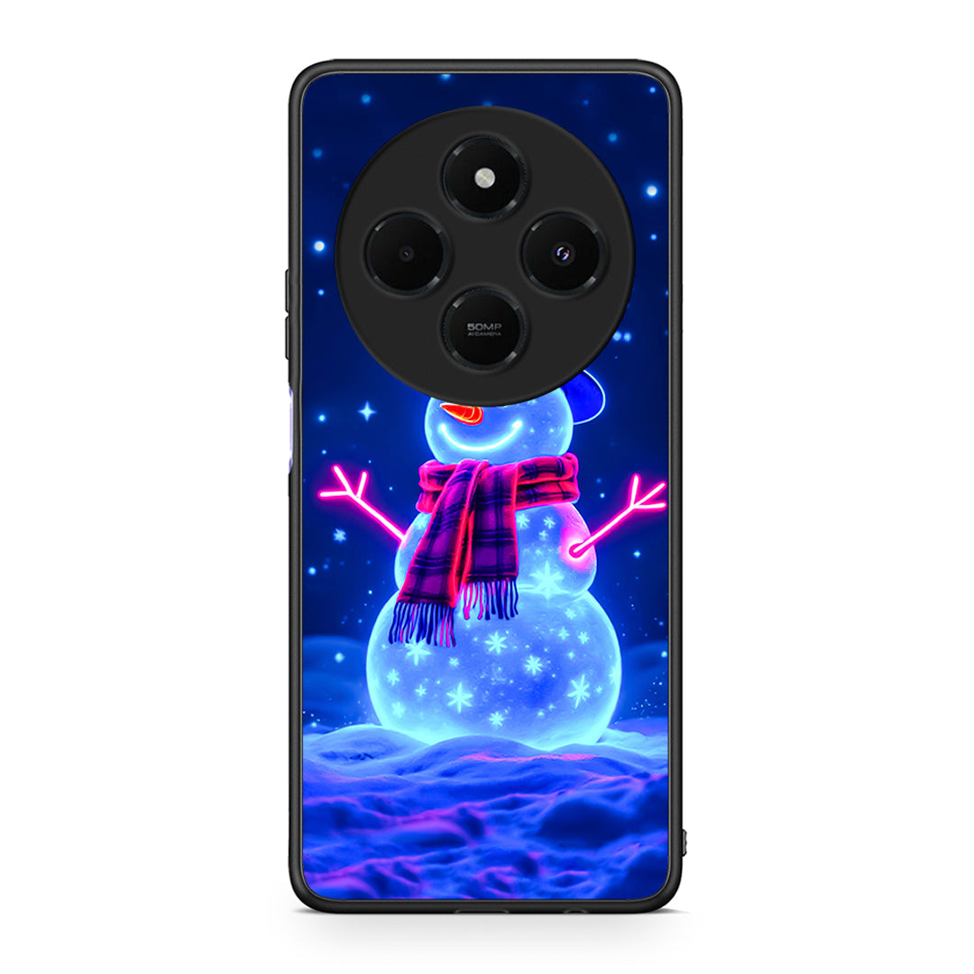 Xiaomi Redmi 14C NFC / A3 Pro / Poco 75 4G / 5G Christmas Neon Snowman θήκη από τη Smartfits με σχέδιο στο πίσω μέρος και μαύρο περίβλημα | Smartphone case with colorful back and black bezels by Smartfits