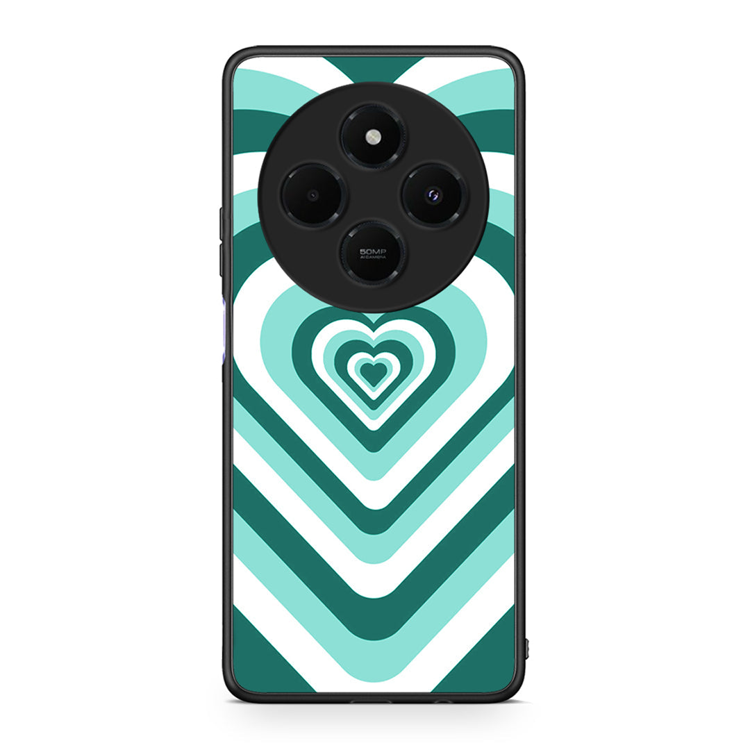 Xiaomi Redmi 14C NFC / A3 Pro / Poco 75 4G / 5G Green Hearts θήκη από τη Smartfits με σχέδιο στο πίσω μέρος και μαύρο περίβλημα | Smartphone case with colorful back and black bezels by Smartfits