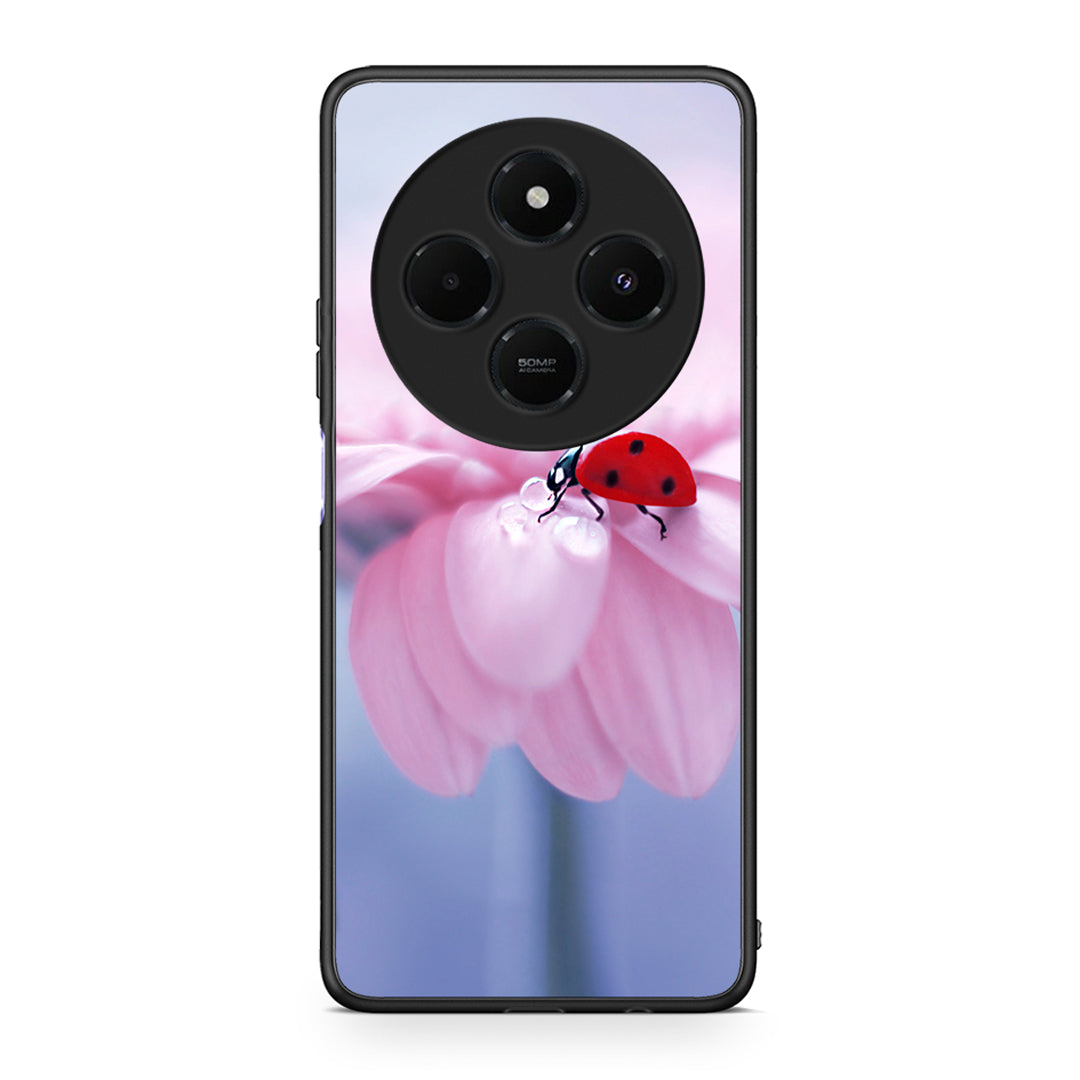 Xiaomi Redmi 14C NFC / A3 Pro / Poco 75 4G / 5G Ladybug Flower θήκη από τη Smartfits με σχέδιο στο πίσω μέρος και μαύρο περίβλημα | Smartphone case with colorful back and black bezels by Smartfits