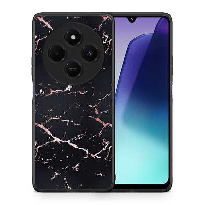 Θήκη Xiaomi Redmi 14C NFC / A3 Pro / Poco 75 4G / 5G Black Rosegold Marble από τη Smartfits με σχέδιο στο πίσω μέρος και μαύρο περίβλημα | Xiaomi Redmi 14C NFC / A3 Pro / Poco 75 4G / 5G Black Rosegold Marble case with colorful back and black bezels