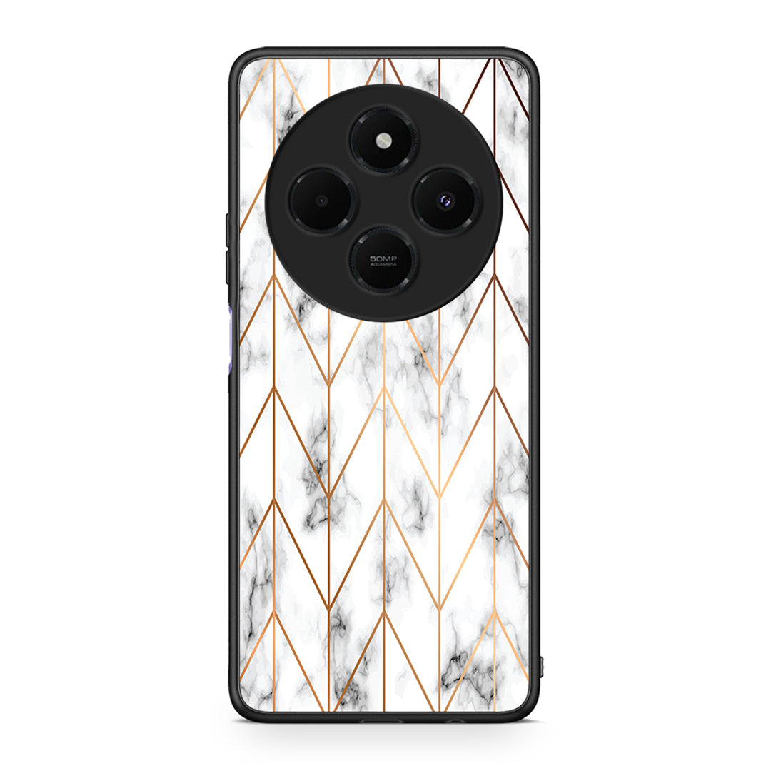 44 - Xiaomi Redmi 14C NFC / A3 Pro / Poco 75 4G / 5G Gold Geometric Marble case, cover, bumper