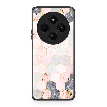 4 - Xiaomi Redmi 14C NFC / A3 Pro / Poco 75 4G / 5G Hexagon Pink Marble case, cover, bumper