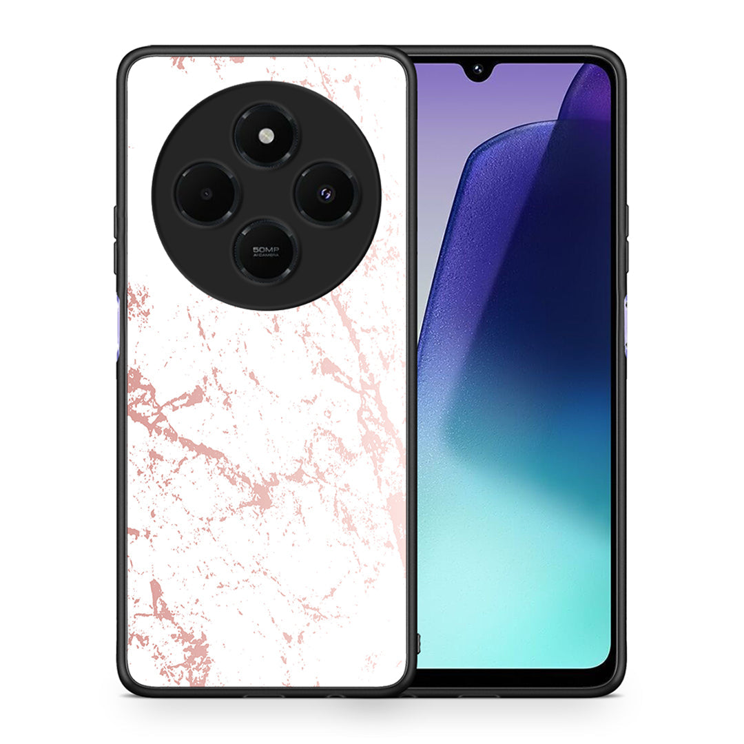 Θήκη Xiaomi Redmi 14C NFC / A3 Pro / Poco 75 4G / 5G Pink Splash Marble από τη Smartfits με σχέδιο στο πίσω μέρος και μαύρο περίβλημα | Xiaomi Redmi 14C NFC / A3 Pro / Poco 75 4G / 5G Pink Splash Marble case with colorful back and black bezels