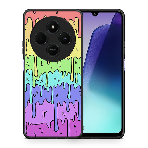 Θήκη Xiaomi Redmi 14C NFC / A3 Pro / Poco 75 4G / 5G Melting Rainbow από τη Smartfits με σχέδιο στο πίσω μέρος και μαύρο περίβλημα | Xiaomi Redmi 14C NFC / A3 Pro / Poco 75 4G / 5G Melting Rainbow case with colorful back and black bezels
