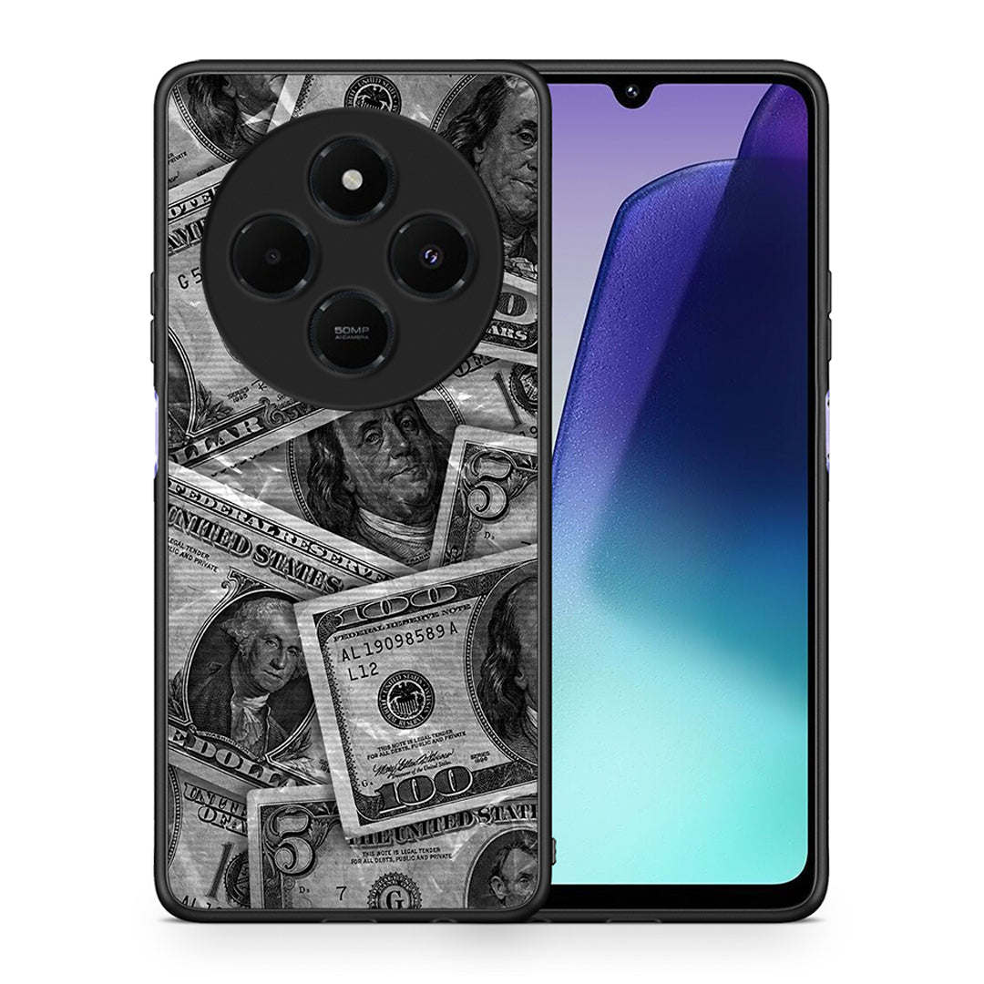 Θήκη Xiaomi Redmi 14C NFC / A3 Pro / Poco 75 4G / 5G Money Dollars από τη Smartfits με σχέδιο στο πίσω μέρος και μαύρο περίβλημα | Xiaomi Redmi 14C NFC / A3 Pro / Poco 75 4G / 5G Money Dollars case with colorful back and black bezels
