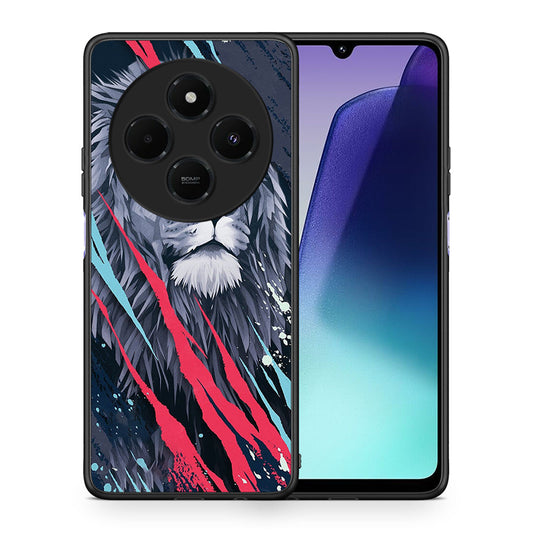 Θήκη Xiaomi Redmi 14C NFC / A3 Pro / Poco 75 4G / 5G Lion Designer PopArt από τη Smartfits με σχέδιο στο πίσω μέρος και μαύρο περίβλημα | Xiaomi Redmi 14C NFC / A3 Pro / Poco 75 4G / 5G Lion Designer PopArt case with colorful back and black bezels