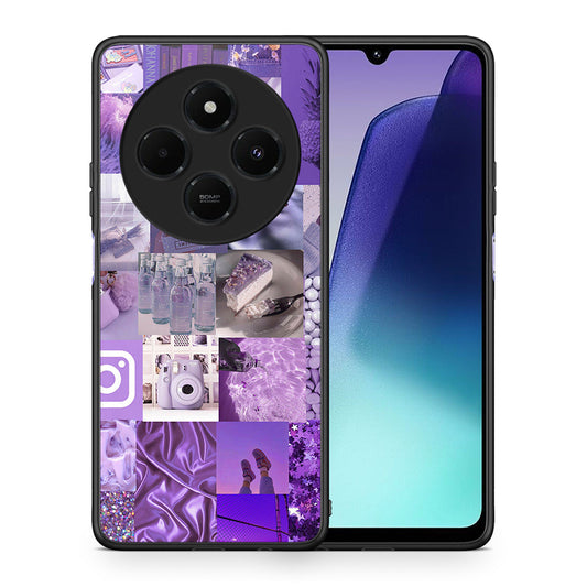 Θήκη Xiaomi Redmi 14C NFC / A3 Pro / Poco 75 4G / 5G Purple Aesthetic Collage από τη Smartfits με σχέδιο στο πίσω μέρος και μαύρο περίβλημα | Xiaomi Redmi 14C NFC / A3 Pro / Poco 75 4G / 5G Purple Aesthetic Collage case with colorful back and black bezels