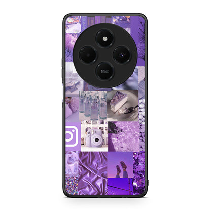 Xiaomi Redmi 14C NFC / A3 Pro / Poco 75 4G / 5G Purple Aesthetic Collage θήκη από τη Smartfits με σχέδιο στο πίσω μέρος και μαύρο περίβλημα | Smartphone case with colorful back and black bezels by Smartfits