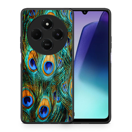 Θήκη Xiaomi Redmi 14C NFC / A3 Pro / Poco 75 4G / 5G Real Peacock Feathers από τη Smartfits με σχέδιο στο πίσω μέρος και μαύρο περίβλημα | Xiaomi Redmi 14C NFC / A3 Pro / Poco 75 4G / 5G Real Peacock Feathers case with colorful back and black bezels