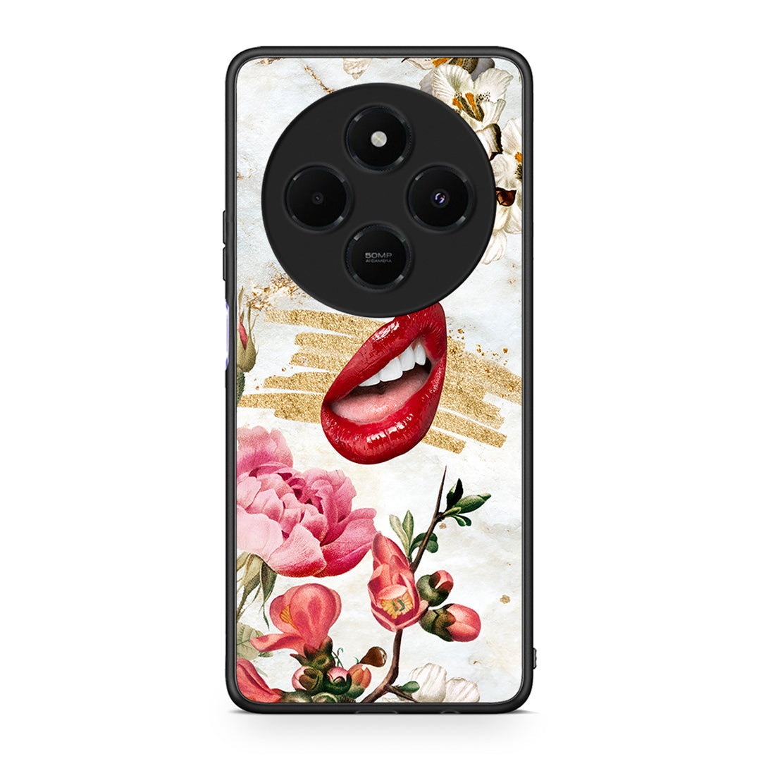 Xiaomi Redmi 14C NFC / A3 Pro / Poco 75 4G / 5G Red Lips θήκη από τη Smartfits με σχέδιο στο πίσω μέρος και μαύρο περίβλημα | Smartphone case with colorful back and black bezels by Smartfits