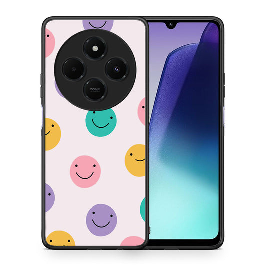 Θήκη Xiaomi Redmi 14C NFC / A3 Pro / Poco 75 4G / 5G Smiley Faces από τη Smartfits με σχέδιο στο πίσω μέρος και μαύρο περίβλημα | Xiaomi Redmi 14C NFC / A3 Pro / Poco 75 4G / 5G Smiley Faces case with colorful back and black bezels