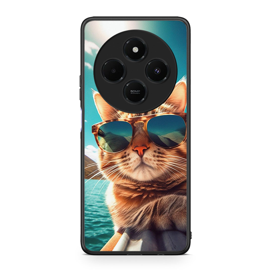Xiaomi Redmi 14C NFC / A3 Pro / Poco 75 4G / 5G Summer Cat θήκη από τη Smartfits με σχέδιο στο πίσω μέρος και μαύρο περίβλημα | Smartphone case with colorful back and black bezels by Smartfits