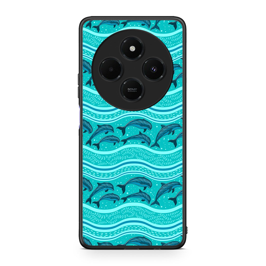 Xiaomi Redmi 14C NFC / A3 Pro / Poco 75 4G / 5G Swimming Dolphins θήκη από τη Smartfits με σχέδιο στο πίσω μέρος και μαύρο περίβλημα | Smartphone case with colorful back and black bezels by Smartfits