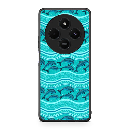 Xiaomi Redmi 14C NFC / A3 Pro / Poco 75 4G / 5G Swimming Dolphins θήκη από τη Smartfits με σχέδιο στο πίσω μέρος και μαύρο περίβλημα | Smartphone case with colorful back and black bezels by Smartfits
