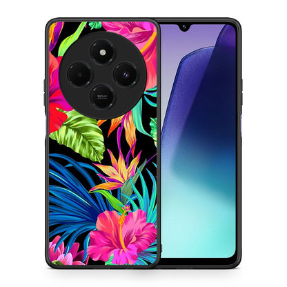 Θήκη Xiaomi Redmi 14C NFC / A3 Pro / Poco 75 4G / 5G Tropical Flowers από τη Smartfits με σχέδιο στο πίσω μέρος και μαύρο περίβλημα | Xiaomi Redmi 14C NFC / A3 Pro / Poco 75 4G / 5G Tropical Flowers case with colorful back and black bezels