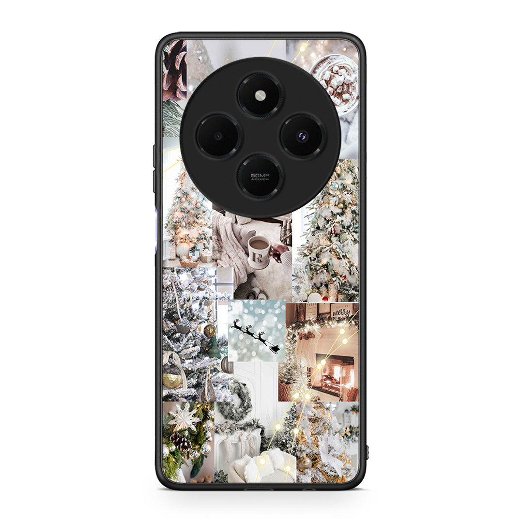 Xiaomi Redmi 14C NFC / A3 Pro / Poco 75 4G / 5G White Christmas θήκη από τη Smartfits με σχέδιο στο πίσω μέρος και μαύρο περίβλημα | Smartphone case with colorful back and black bezels by Smartfits