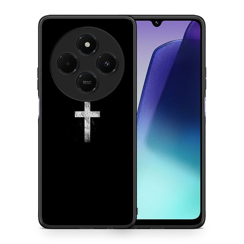 Θήκη Xiaomi Redmi 14C NFC / A3 Pro / Poco 75 4G / 5G White Cross από τη Smartfits με σχέδιο στο πίσω μέρος και μαύρο περίβλημα | Xiaomi Redmi 14C NFC / A3 Pro / Poco 75 4G / 5G White Cross case with colorful back and black bezels