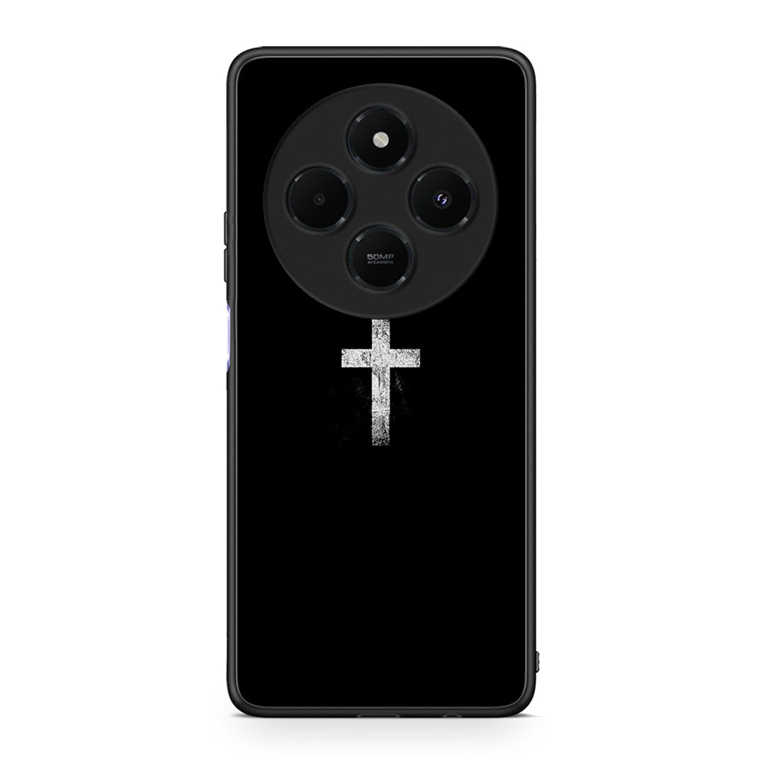 Xiaomi Redmi 14C NFC / A3 Pro / Poco 75 4G / 5G White Cross θήκη από τη Smartfits με σχέδιο στο πίσω μέρος και μαύρο περίβλημα | Smartphone case with colorful back and black bezels by Smartfits