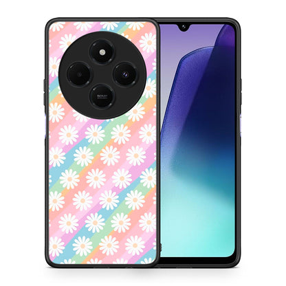 Θήκη Xiaomi Redmi 14C NFC / A3 Pro / Poco 75 4G / 5G White Daisies από τη Smartfits με σχέδιο στο πίσω μέρος και μαύρο περίβλημα | Xiaomi Redmi 14C NFC / A3 Pro / Poco 75 4G / 5G White Daisies case with colorful back and black bezels