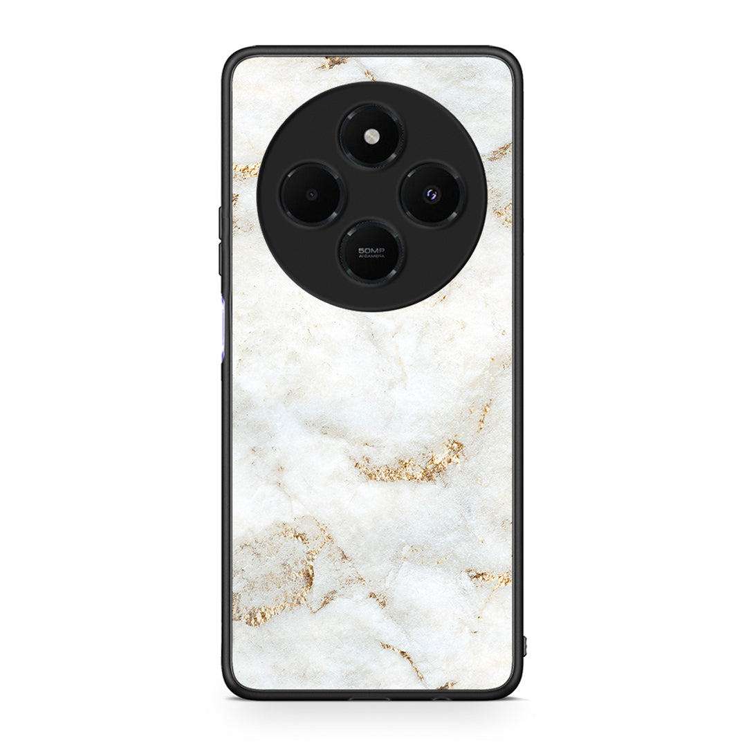 Xiaomi Redmi 14C NFC / A3 Pro / Poco 75 4G / 5G White Gold Marble θήκη από τη Smartfits με σχέδιο στο πίσω μέρος και μαύρο περίβλημα | Smartphone case with colorful back and black bezels by Smartfits
