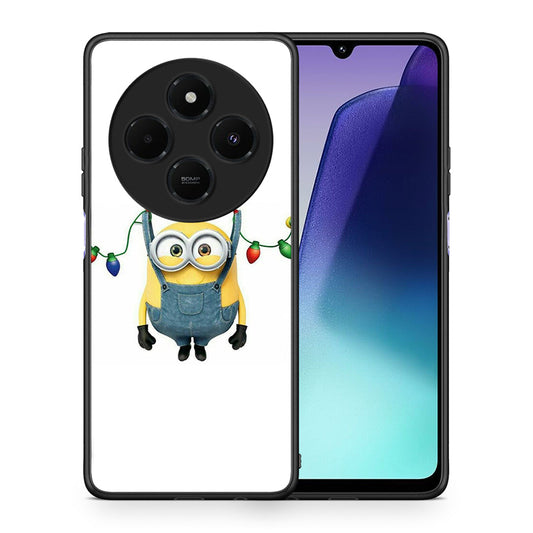 Θήκη Xiaomi Redmi 14C NFC / A3 Pro / Poco 75 4G / 5G Xmas Minion Lights από τη Smartfits με σχέδιο στο πίσω μέρος και μαύρο περίβλημα | Xiaomi Redmi 14C NFC / A3 Pro / Poco 75 4G / 5G Xmas Minion Lights case with colorful back and black bezels