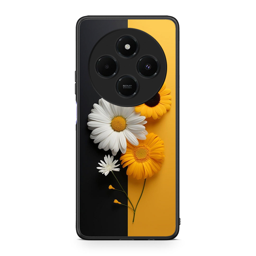 Xiaomi Redmi 14C NFC / A3 Pro / Poco 75 4G / 5G Yellow Daisies θήκη από τη Smartfits με σχέδιο στο πίσω μέρος και μαύρο περίβλημα | Smartphone case with colorful back and black bezels by Smartfits