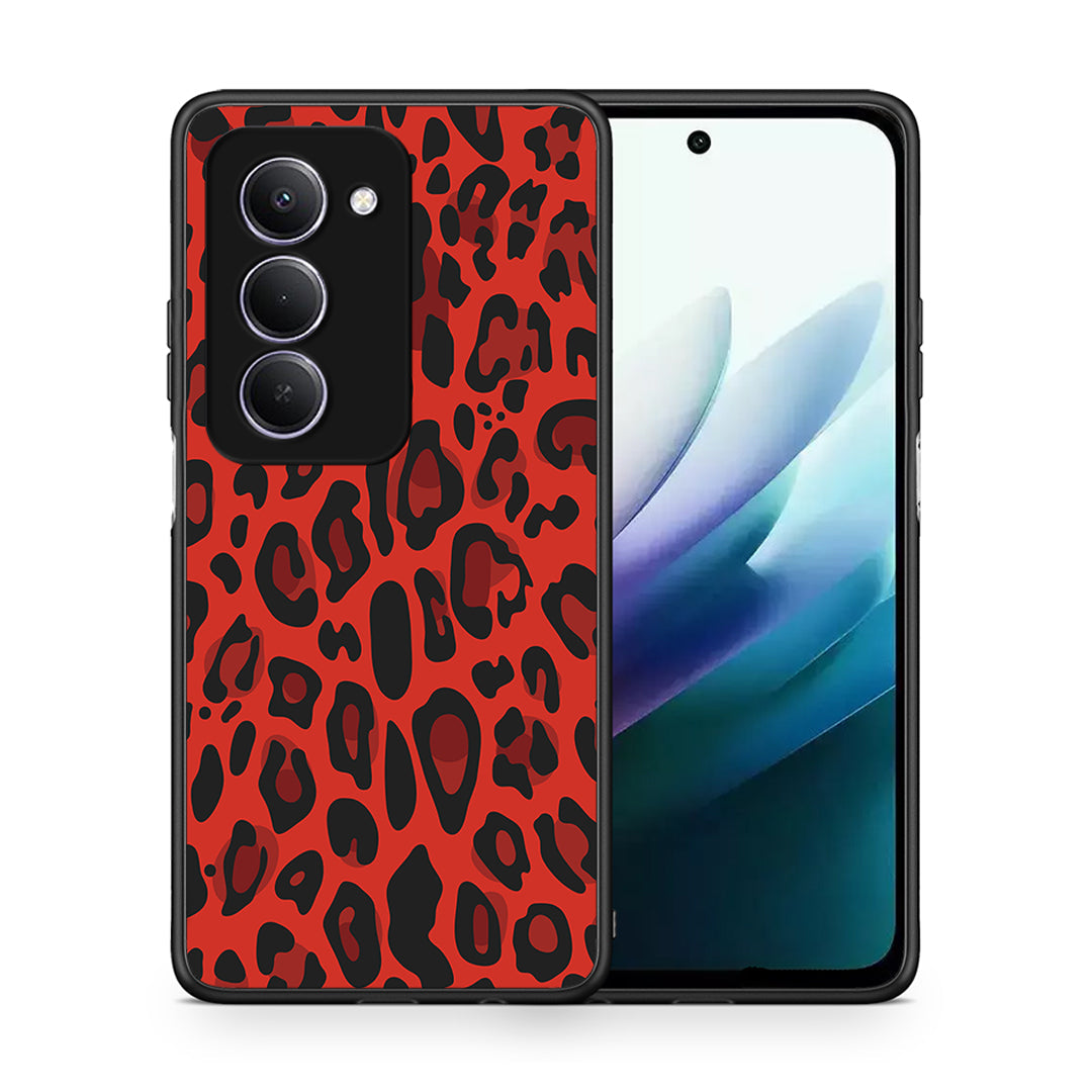 Θήκη Xiaomi Redmi 15 Red Leopard Animal από τη Smartfits με σχέδιο στο πίσω μέρος και μαύρο περίβλημα | Xiaomi Redmi 15 Red Leopard Animal case with colorful back and black bezels