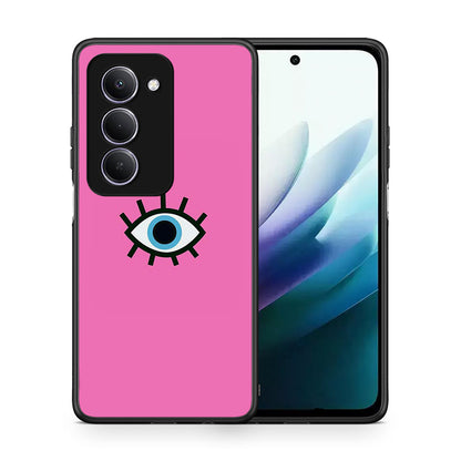 Θήκη Xiaomi Redmi 15 Blue Eye Pink από τη Smartfits με σχέδιο στο πίσω μέρος και μαύρο περίβλημα | Xiaomi Redmi 15 Blue Eye Pink case with colorful back and black bezels