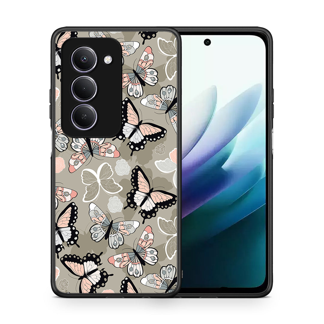 Θήκη Xiaomi Redmi 15 Butterflies Boho από τη Smartfits με σχέδιο στο πίσω μέρος και μαύρο περίβλημα | Xiaomi Redmi 15 Butterflies Boho case with colorful back and black bezels