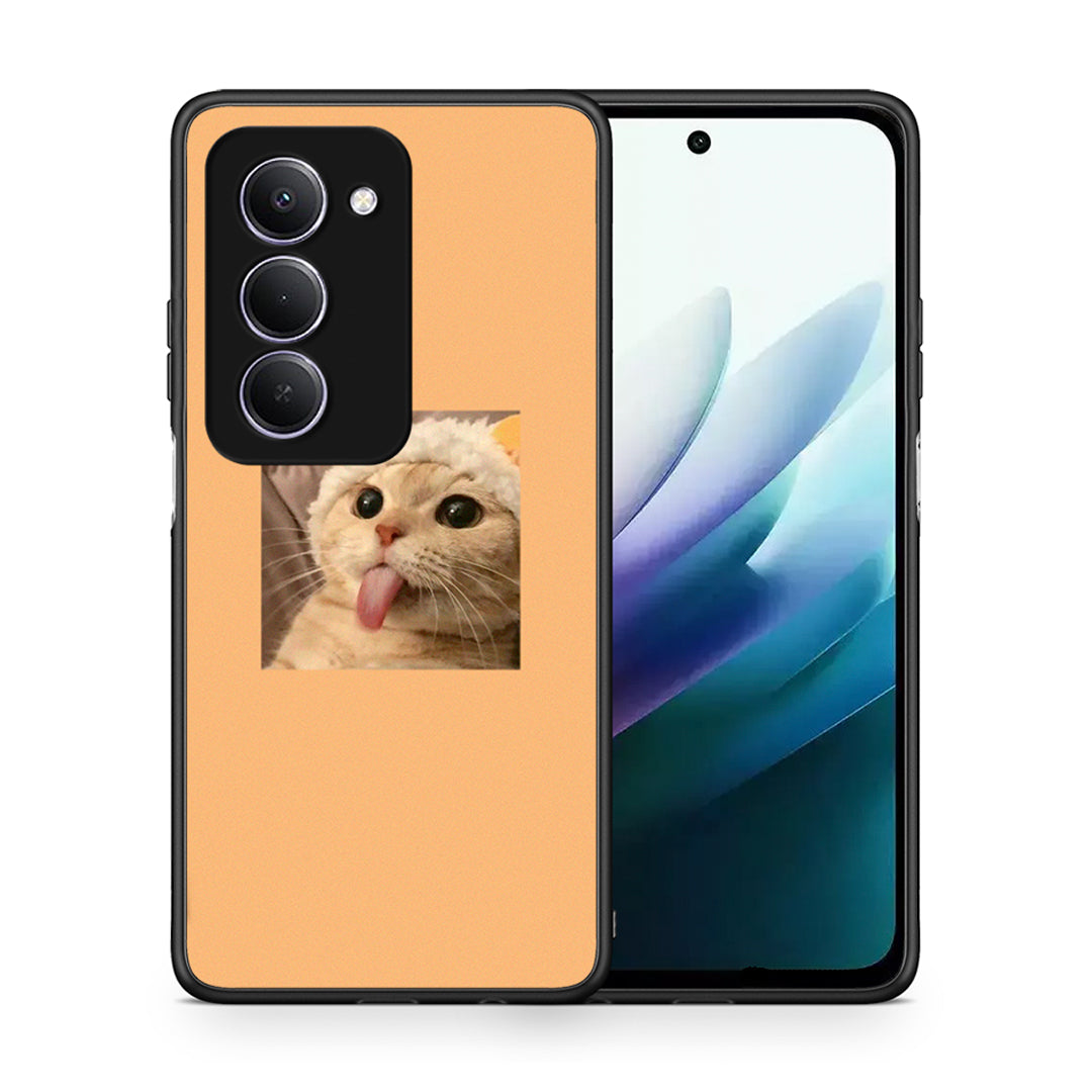 Θήκη Xiaomi Redmi 15 Cat Tongue από τη Smartfits με σχέδιο στο πίσω μέρος και μαύρο περίβλημα | Xiaomi Redmi 15 Cat Tongue case with colorful back and black bezels
