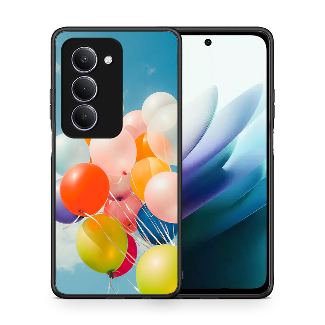 Θήκη Xiaomi Redmi 15 Colorful Balloons από τη Smartfits με σχέδιο στο πίσω μέρος και μαύρο περίβλημα | Xiaomi Redmi 15 Colorful Balloons case with colorful back and black bezels
