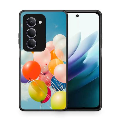 Θήκη Xiaomi Redmi 15 Colorful Balloons από τη Smartfits με σχέδιο στο πίσω μέρος και μαύρο περίβλημα | Xiaomi Redmi 15 Colorful Balloons case with colorful back and black bezels