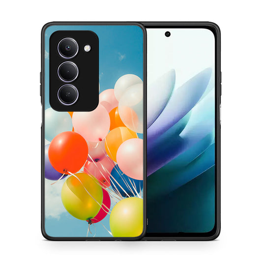 Θήκη Xiaomi Redmi 15 Colorful Balloons από τη Smartfits με σχέδιο στο πίσω μέρος και μαύρο περίβλημα | Xiaomi Redmi 15 Colorful Balloons case with colorful back and black bezels
