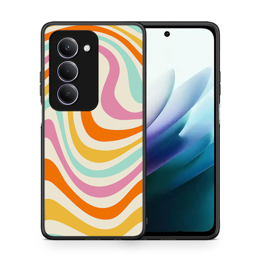 Θήκη Xiaomi Redmi 15 Colourful Waves από τη Smartfits με σχέδιο στο πίσω μέρος και μαύρο περίβλημα | Xiaomi Redmi 15 Colourful Waves case with colorful back and black bezels