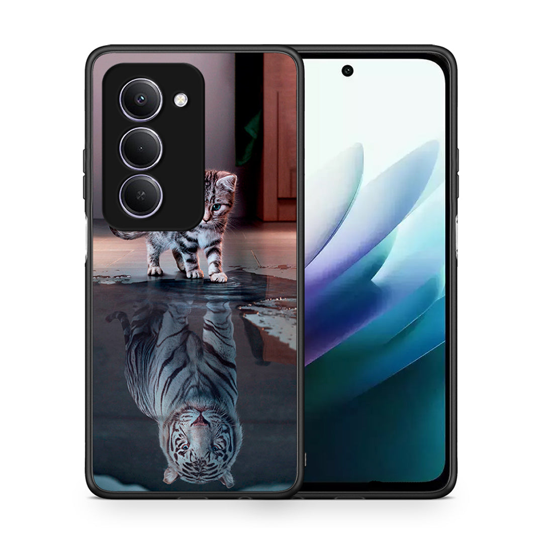 Θήκη Xiaomi Redmi 15 Tiger Cute από τη Smartfits με σχέδιο στο πίσω μέρος και μαύρο περίβλημα | Xiaomi Redmi 15 Tiger Cute case with colorful back and black bezels