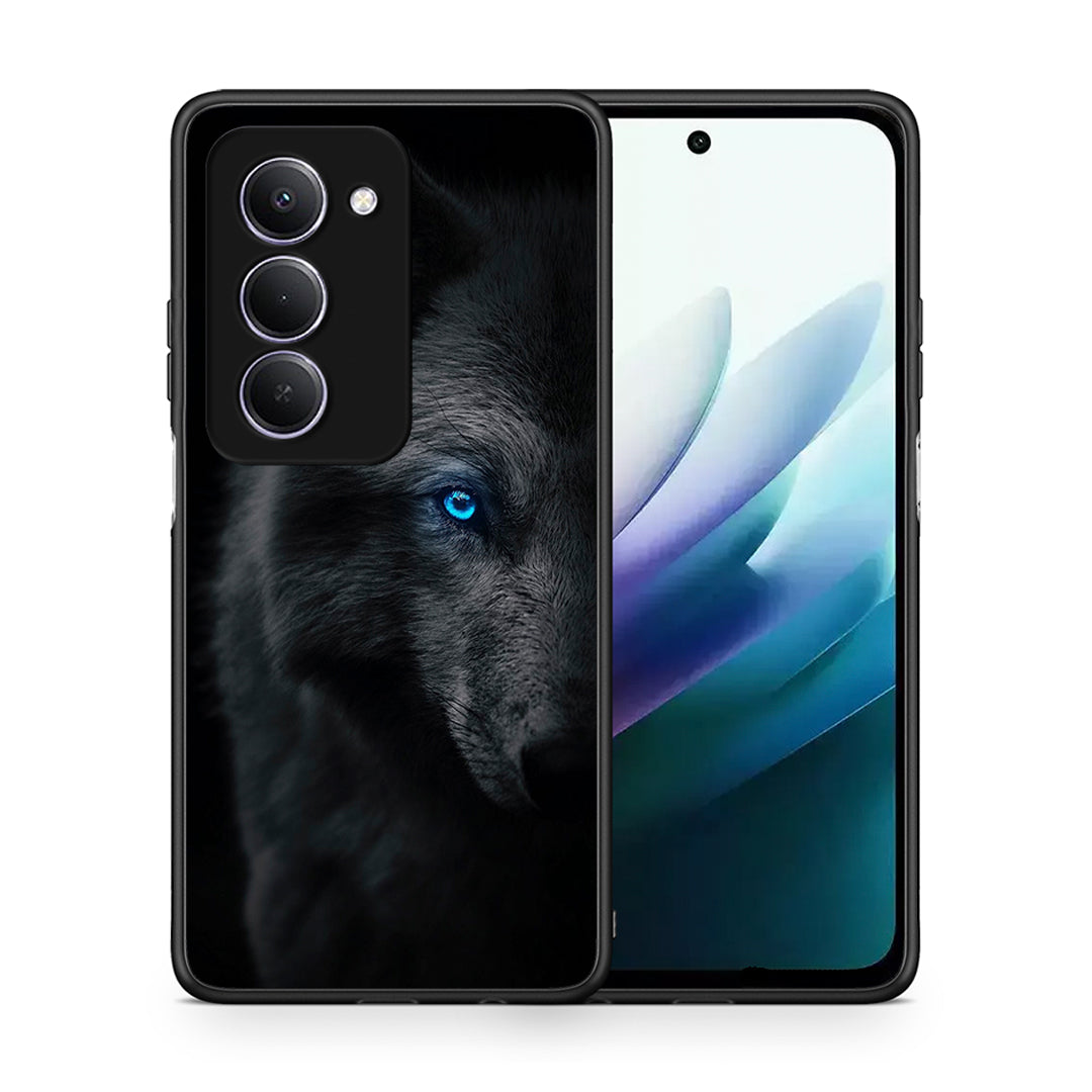 Θήκη Xiaomi Redmi 15 Dark Wolf από τη Smartfits με σχέδιο στο πίσω μέρος και μαύρο περίβλημα | Xiaomi Redmi 15 Dark Wolf case with colorful back and black bezels