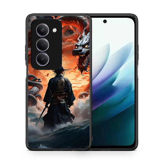 Θήκη Xiaomi Redmi 15 Dragons Fight από τη Smartfits με σχέδιο στο πίσω μέρος και μαύρο περίβλημα | Xiaomi Redmi 15 Dragons Fight case with colorful back and black bezels