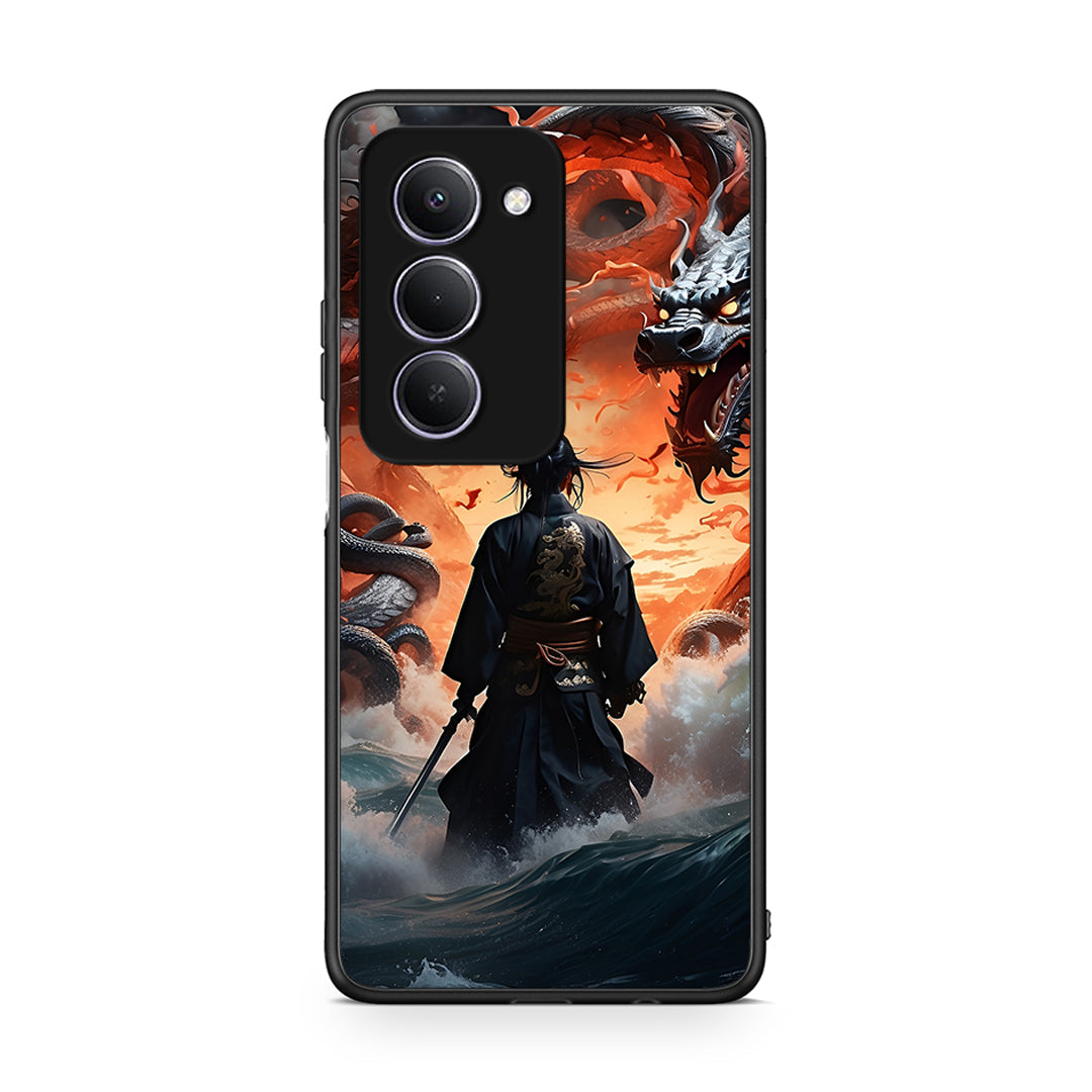 Xiaomi Redmi 15 Dragons Fight θήκη από τη Smartfits με σχέδιο στο πίσω μέρος και μαύρο περίβλημα | Smartphone case with colorful back and black bezels by Smartfits