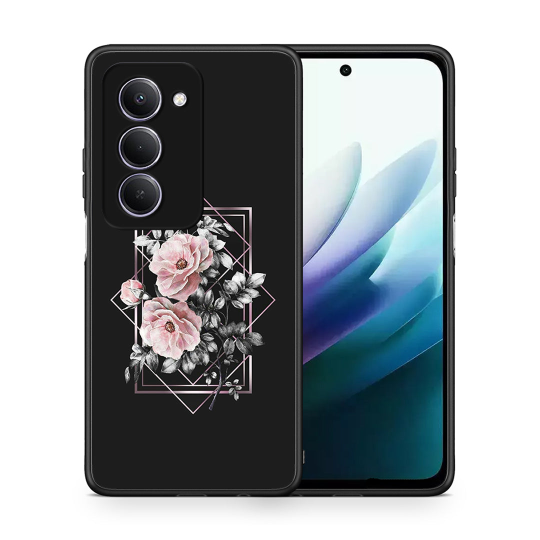 Θήκη Xiaomi Redmi 15 Frame Flower από τη Smartfits με σχέδιο στο πίσω μέρος και μαύρο περίβλημα | Xiaomi Redmi 15 Frame Flower case with colorful back and black bezels