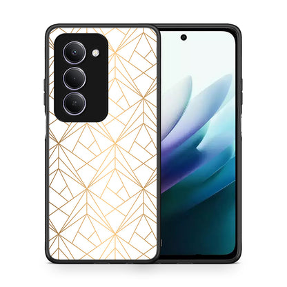 Θήκη Xiaomi Redmi 15 Luxury White Geometric από τη Smartfits με σχέδιο στο πίσω μέρος και μαύρο περίβλημα | Xiaomi Redmi 15 Luxury White Geometric case with colorful back and black bezels
