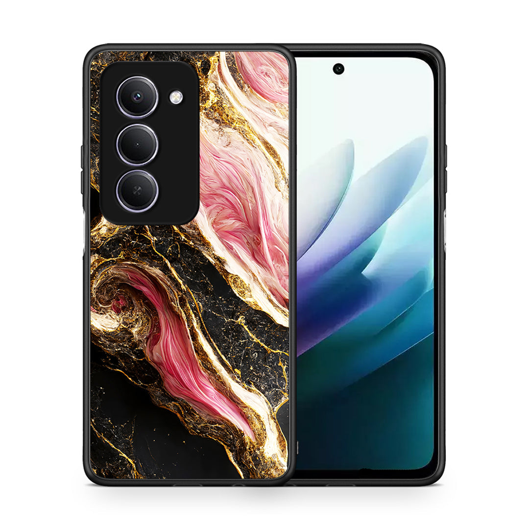 Θήκη Xiaomi Redmi 15 Glamorous Pink Marble από τη Smartfits με σχέδιο στο πίσω μέρος και μαύρο περίβλημα | Xiaomi Redmi 15 Glamorous Pink Marble case with colorful back and black bezels