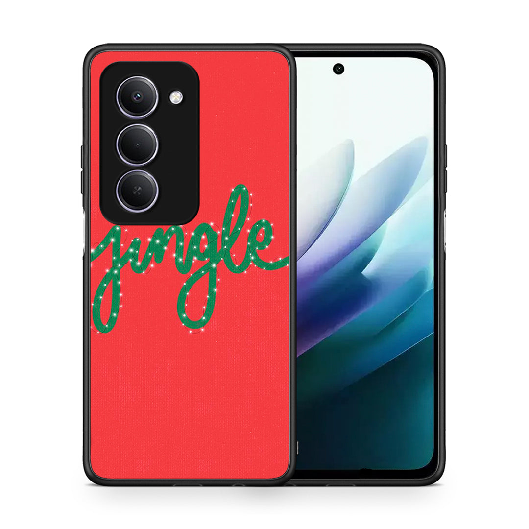 Θήκη Xiaomi Redmi 15 Jingle Xmas από τη Smartfits με σχέδιο στο πίσω μέρος και μαύρο περίβλημα | Xiaomi Redmi 15 Jingle Xmas case with colorful back and black bezels
