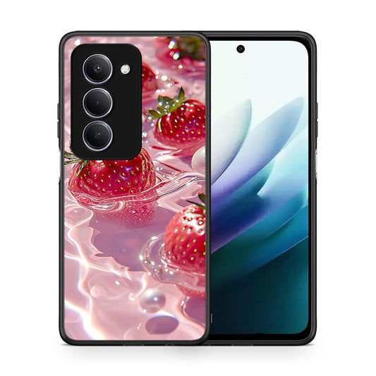 Θήκη Xiaomi Redmi 15 Juicy Strawberries από τη Smartfits με σχέδιο στο πίσω μέρος και μαύρο περίβλημα | Xiaomi Redmi 15 Juicy Strawberries case with colorful back and black bezels