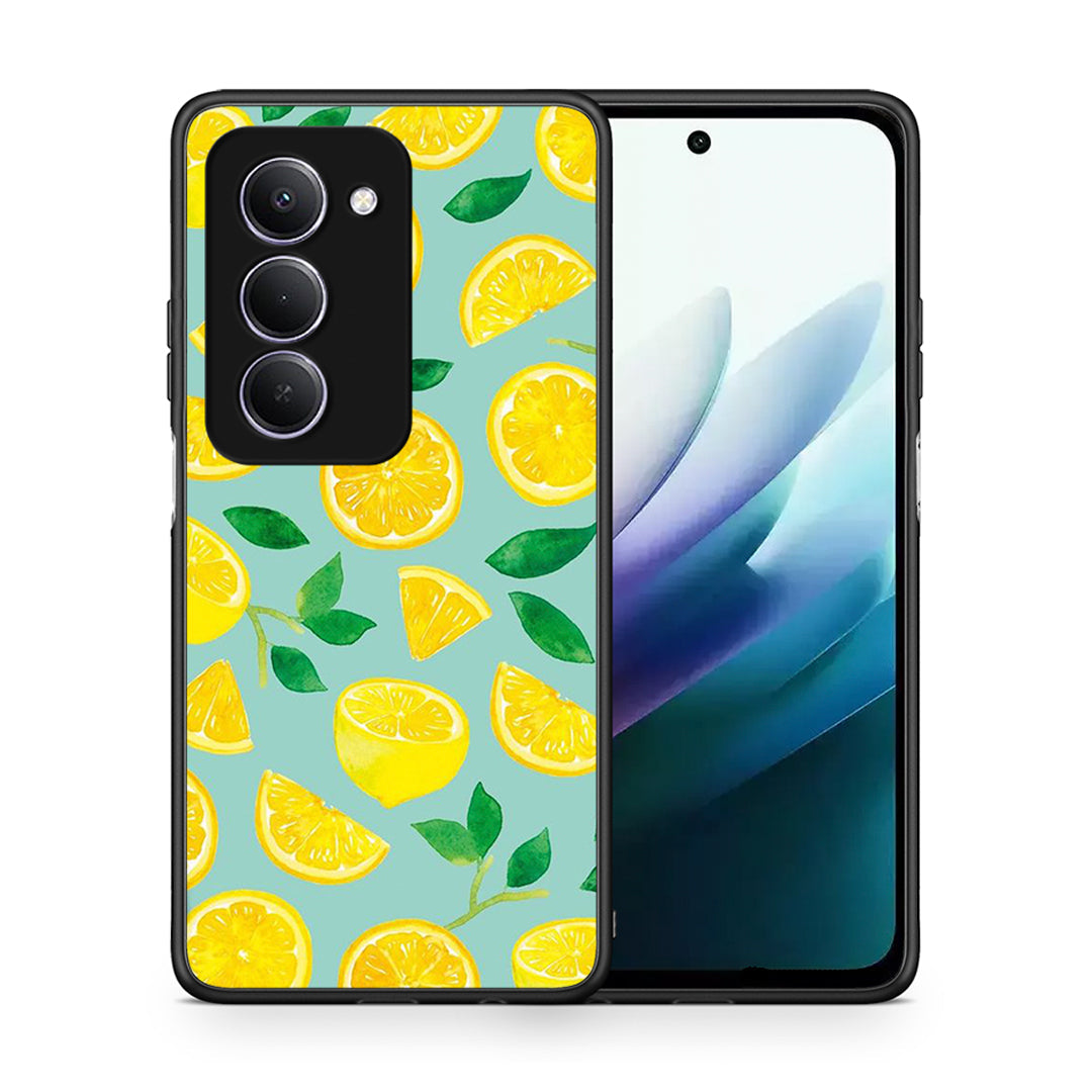 Θήκη Xiaomi Redmi 15 Lemons από τη Smartfits με σχέδιο στο πίσω μέρος και μαύρο περίβλημα | Xiaomi Redmi 15 Lemons case with colorful back and black bezels