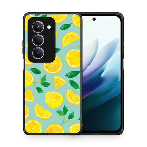 Θήκη Xiaomi Redmi 15 Lemons από τη Smartfits με σχέδιο στο πίσω μέρος και μαύρο περίβλημα | Xiaomi Redmi 15 Lemons case with colorful back and black bezels