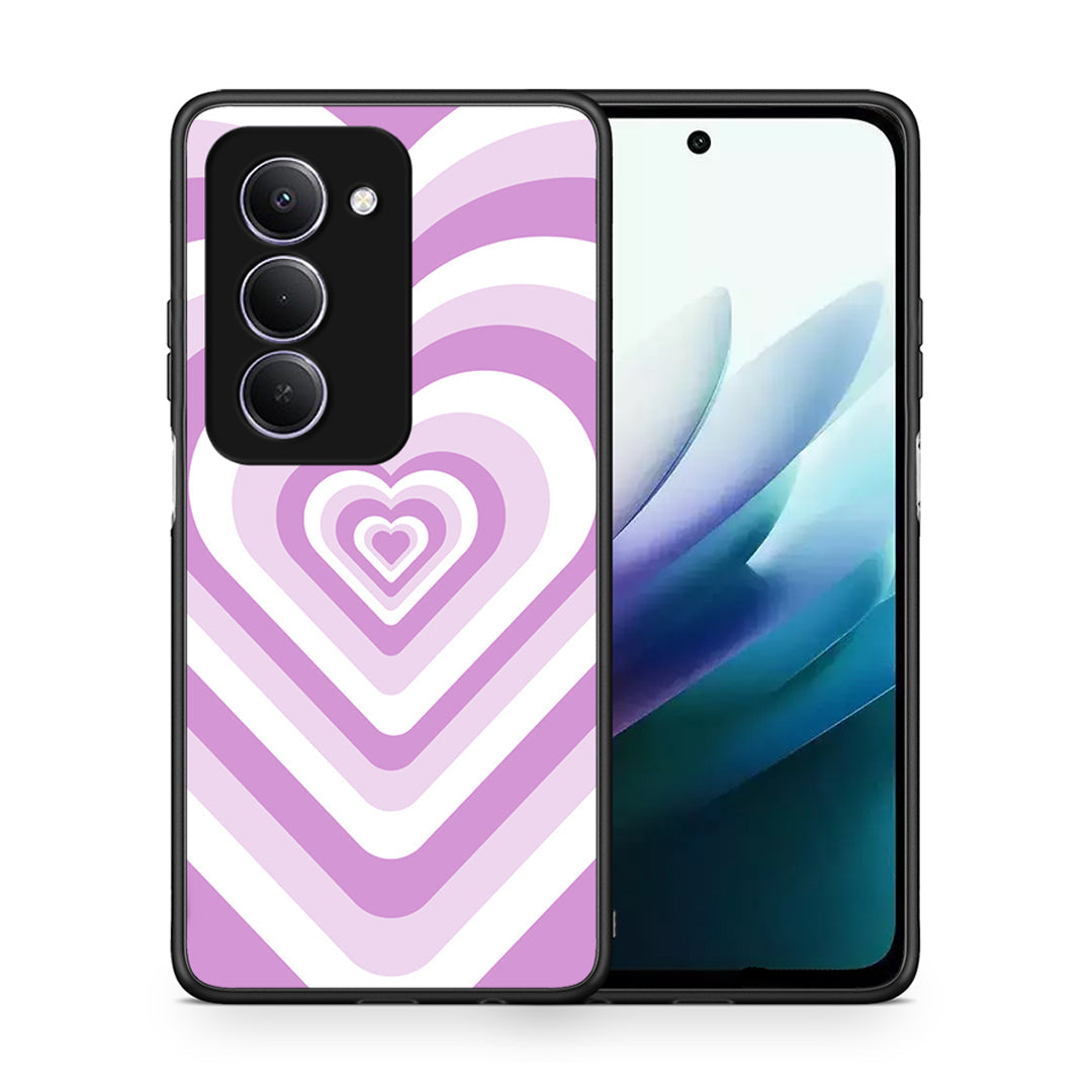 Θήκη Xiaomi Redmi 15 Lilac Hearts από τη Smartfits με σχέδιο στο πίσω μέρος και μαύρο περίβλημα | Xiaomi Redmi 15 Lilac Hearts case with colorful back and black bezels