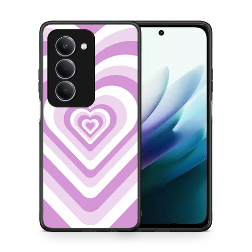 Θήκη Xiaomi Redmi 15 Lilac Hearts από τη Smartfits με σχέδιο στο πίσω μέρος και μαύρο περίβλημα | Xiaomi Redmi 15 Lilac Hearts case with colorful back and black bezels