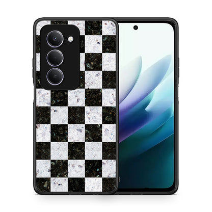 Θήκη Xiaomi Redmi 15 Square Geometric Marble από τη Smartfits με σχέδιο στο πίσω μέρος και μαύρο περίβλημα | Xiaomi Redmi 15 Square Geometric Marble case with colorful back and black bezels