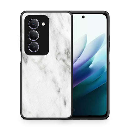 Θήκη Xiaomi Redmi 15 White Marble από τη Smartfits με σχέδιο στο πίσω μέρος και μαύρο περίβλημα | Xiaomi Redmi 15 White Marble case with colorful back and black bezels